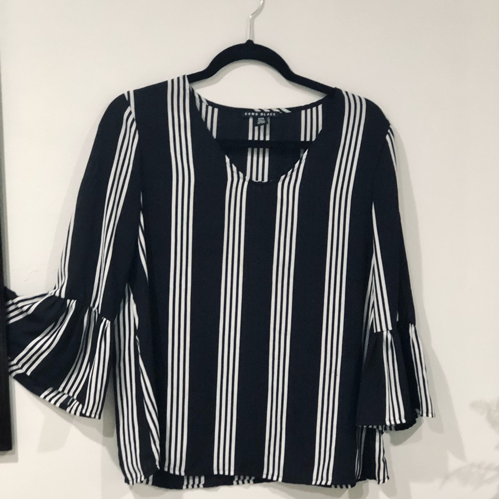 Striped Blouse with Fit & Flare Sleeves